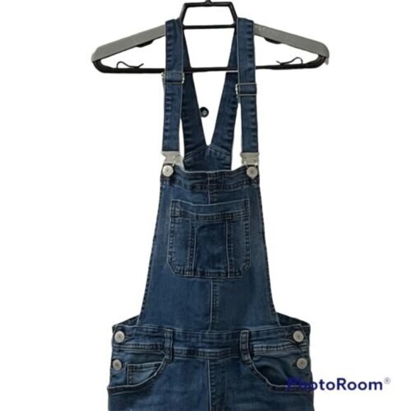 Eighty Two Womens Juniors Denim Overalls Distressed Blue Medium Wash Size 03 - Picture 4 of 12